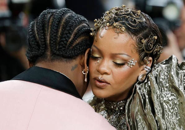 Rihanna and A$AP Rocky arrive on the red carpet for the 2026 Met Gala celebrating Costume Art at The Metropolitan Museum of Art on Monday, May 4, 2026 in New York City.  NYP202605045008 JOHNxANGELILLO