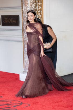 The Pierre Hotel: 2026 Met Gala Departures, New York, USA - 04 May 2026 Camila Mendes wearing Manish Malhotra departs the Pierre Hotel for 2026 Met Gala on May 04, 2026 in New York City. New York United States Copyright: xRonxAdarx xSOPAxImagesx _radar_pierre_20260504_01159