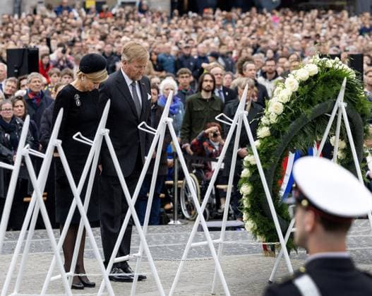 Royal at National Remembrance of the Dead - Amsterdam King Willem-Alexander, Queen Maxima, and Prime Minister Rob Jetten attend the memorial service at De Nieuwe Kerk in Amsterdam, Netherlands on May 4, 2026. Subsequently, the Royal Couple lays a wreath at the National Monument on Dam Square. Photo by NLBeeld Bruno Press ABACAPRESS.COM Netherlands  Copyright: xBrunoxPress ABACAx