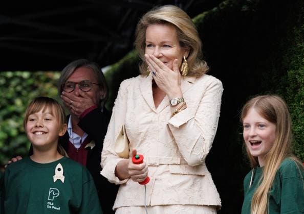 Queen Mathilde of Belgium pictured during a royal visit to the VUB STEAM Academy, in Gooik, on Tuesday 05 May 2026. The King and Queen visit the province of Flemish Brabant, making several stops along the way.  BENOITxDOPPAGNE 172944601