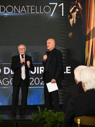 Rome, 71st edition of the David di Donatello Awards, Ceremony at the Quirinale. In the photo: Claudio Bisio, bruno bozzetto  Copyright: xMarcoxProvvisionatox xipa-agency.netx xDxAvanzo Landi Provvisionatox IPA_Agency_IPA74451260