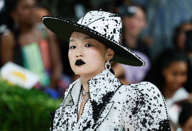 Eileen Gu arrives on the red carpet for the 2026 Met Gala celebrating Costume Art at The Metropolitan Museum of Art on Monday, May 4, 2026 in New York City.  NYP202605045087 JOHNxANGELILLO