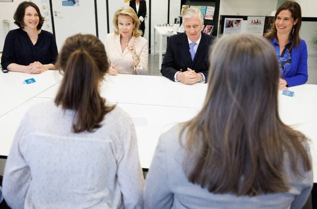 Queen Mathilde of Belgium and King Philippe - Filip of Belgium pictured during a royal visit to the wellness campus Nieuwenbos, which includes on-site services, child and family support, and a neighborhood restaurant, in Dilbeek, on Tuesday 05 May 2026. The King and Queen visit the province of Flemish Brabant, making several stops along the way.  BENOITxDOPPAGNE 172947440