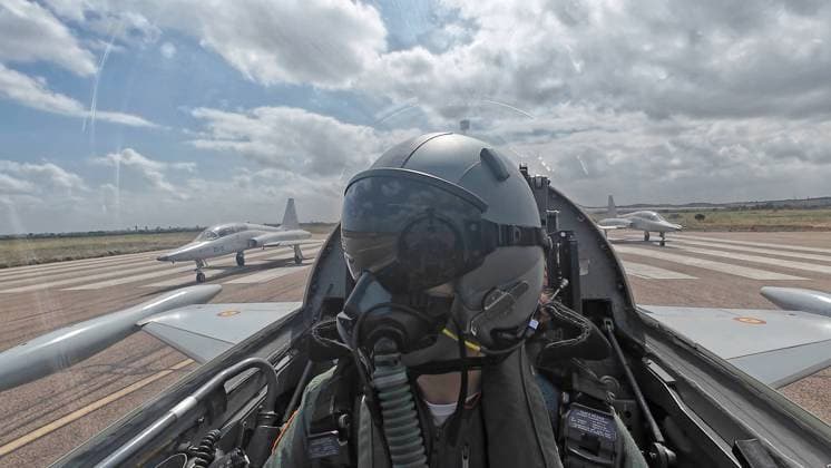 Her Royal Highness Princess Leonor, Princess of Asturias, makes her first training flight in the F5 fighter jet at Wing 23 of Talavera la Real (Badajoz) at Los Llanos Air Base, Albacete, Spain, May 5, 2026 Su Alteza Real la Princesa Leonor, Princesa de Asturias, realiza su primer vuelo de instrucción en el avión de combate F5 en el Ala 23 de Talavera la Real (Badajoz) en la Base Aérea de Los Llanos, Albacete, Espana 05 de Mayo de 2026 Casa Real Cordon Press Mandatory credit: Casa de S.M. el Rey Cordon Press