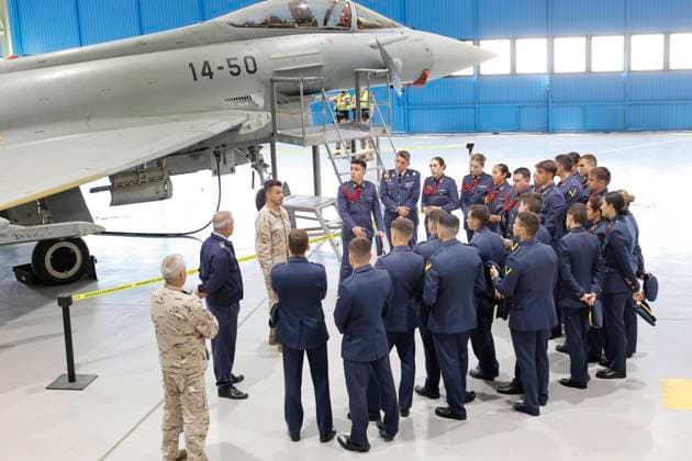 Her Royal Highness Princess Leonor, Princess of Asturias, makes her first training flight in the F5 fighter jet at Wing 23 of Talavera la Real (Badajoz) at Los Llanos Air Base, Albacete, Spain, May 5, 2026 Su Alteza Real la Princesa Leonor, Princesa de Asturias, realiza su primer vuelo de instrucción en el avión de combate F5 en el Ala 23 de Talavera la Real (Badajoz) en la Base Aérea de Los Llanos, Albacete, Espana 05 de Mayo de 2026 Casa Real Cordon Press Mandatory credit: Casa de S.M. el Rey Cordon Press