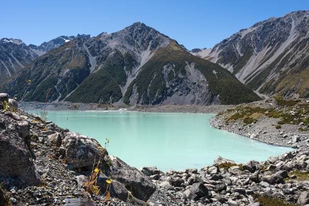 Der türkisfarbene Tasman Lake. Aoraki Mount Cook National Park, Canterbury, Südinsel, Neuseeland The turquoise Tasman Lake. Aoraki Mount Cook National Park, Canterbury, South Island, New Zealand Copyright: imageBROKER SusannexFritzsche ibxsuf17299774.jpg
