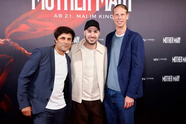 Producers Maximilian Leo and Jonas Katzenstein with TV personality Dominik Porschen m at the German premiere of Mother Mary at the Cinenova cinema in Cologne, 05 05 2026 NRW Germany Copyright: xChristophxHardtx