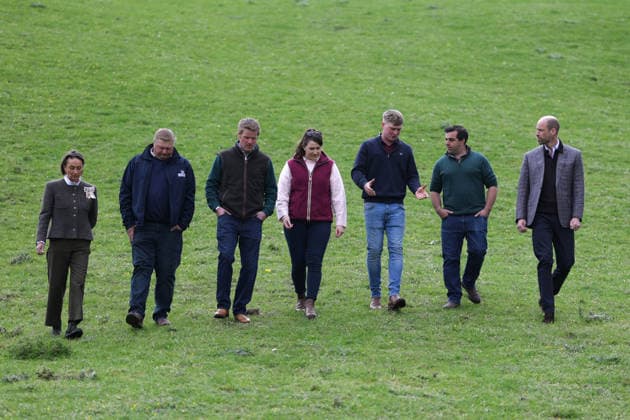 The Prince of Wales Visits North Yorkshire 05 05 2026. Swaledale, UK. The Prince of Wales during a visit with farmers from across Swaledale at a local family farm. His Royal Highness joined a conversation with a group of young farmers, all of whom have young families. Before touring some of the land, The Prince met the partners and children of the farmers, hearing first‘hand about their experiences of living and growing up within farming families, and how family life, work and the landscape are closely intertwined in rural communities., Credit:Pete Maclaine Avalon United Kingdom, England, Swaledale  Copyright: xPetexMaclainex xAvalonx 1096763871
