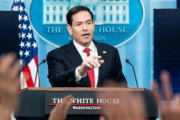 May 5, 2026, Washington, District Of Columbia, USA: U.S. Secretary of State MARCO RUBIO speaking at a press briefing in the White House Press Briefing Room in Washington, DC. Washington USA - ZUMAb161 20260505_aap_b161_011 Copyright: xMichaelxBrochsteinx