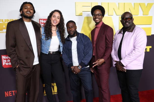 Funny AF with Kevin Hart LOS ANGELES, CALIFORNIA - MAY 05: Usama Siddiquee, Caitlin Peluffo, Kevin Hart, Ron Taylor and Reg Thomas at as Netflix Is A Joke Festival Presents: Funny AF with Kevin Hart at The United Theater on Broadway on May 05, 2026 in Los Angeles, California. Credit: AdMedia EDITORIAL USE ONLY  Copyright: xx AdMediax admphotostwo987114