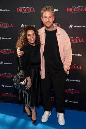ABB DRACULA Beo Yalcin and Frederic Heidorn on the blue carpet at the premiere of Dracula The Musical at BlueMax Theater on 05 05 2026 in Berlin Berlin Germany