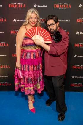 ABB DRACULA Caterina Pogorzelski and Steven Preisner on the blue carpet at the premiere of Dracula The Musical at BlueMax Theater on 05 05 2026 in Berlin Berlin Germany