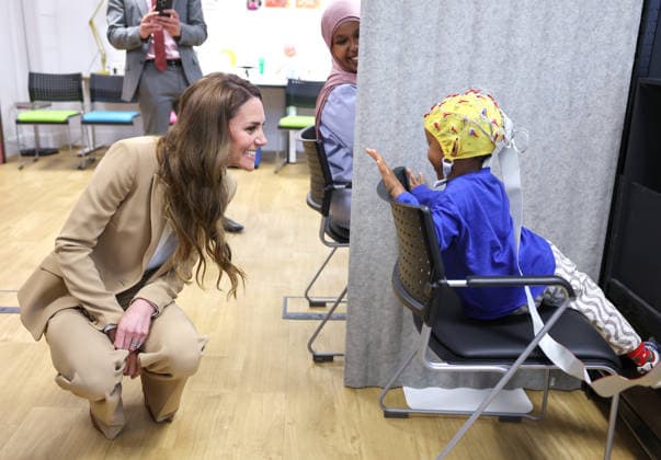The Princess Of Wales Launches Early Childhood Guide LONDON, ENGLAND - MAY 06: Catherine, Princess of Wales (L) meets Ella, aged 5, as she learns about pioneering state-of-the-art wearables and brain recording techniques during the launch of Foundations for Life: A Guide to Social and Emotional Development at the University of East London on May 06, 2026 in London, England. The Princess of Wales and The Royal Foundation Centre for Early Childhood launched the new resource, which highlights the role of loving and responsive relationships play in the wellbeing of young children., Credit:Chris Jackson Avalon United Kingdom, England, London Copyright: xChrisxJacksonx xAvalonx 1096900106