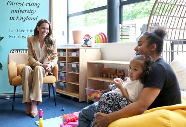 The Princess Of Wales Launches Early Childhood Guide LONDON, ENGLAND - MAY 06: Catherine, Princess of Wales smiles as she meets families with babies and young children to discuss research during the launch of Foundations for Life: A Guide to Social and Emotional Development at the University of East London on May 06, 2026 in London, England. The Princess of Wales and The Royal Foundation Centre for Early Childhood launched the new resource, which highlights the role of loving and responsive relationships play in the wellbeing of young children., Credit:Chris Jackson Avalon United Kingdom, England, London  Copyright: xChrisxJacksonx xAvalonx 1096900010