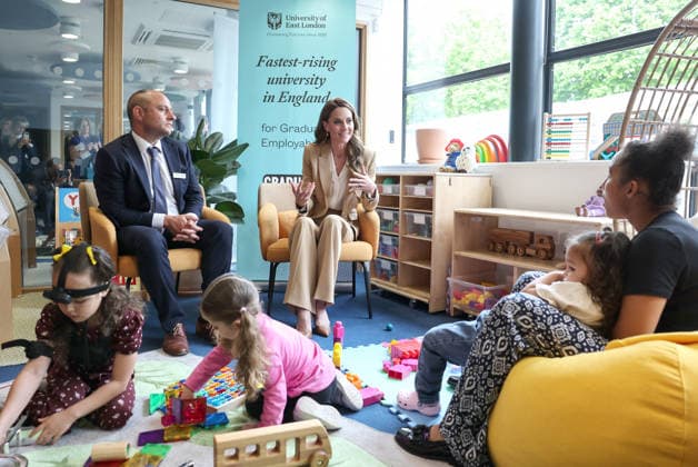 The Princess Of Wales Launches Early Childhood Guide LONDON, ENGLAND - MAY 06: Catherine, Princess of Wales speaks to families with babies and young children to about research during the launch of Foundations for Life: A Guide to Social and Emotional Development at the University of East London on May 06, 2026 in London, England. The Princess of Wales and The Royal Foundation Centre for Early Childhood launched the new resource, which highlights the role of loving and responsive relationships play in the wellbeing of young children., Credit:Chris Jackson Avalon United Kingdom, England, London  Copyright: xChrisxJacksonx xAvalonx 1096900030