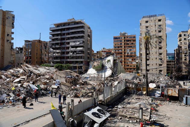 May 6, 2026, Beirut, Beirut, lebanon: Images taken today during a media tour organized by Hezbollah in the Roueiss area of BeirutÃ¢â‚¬â ¢s southern suburb show the scale of damage and destruction caused by Israeli airstrikes in the period leading up to the war. The photos feature the well-known Sayyed al-Shuhada complex, which once hosted thousands of religious, cultural, and political events and where Hassan Nasrallah, the former Secretary-General of Hezbollah, made a rare public appearance. The site is considered part of the collective memory of many residents in the southern suburb of Beirut. The complex was completely destroyed following the strikes. Beirut lebanon  - ZUMAb339 20260506_znp_b339_006 Copyright: xAbdulxKaderxAlxBayx