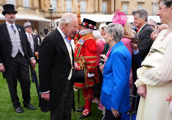 Royal Garden Party at Buckingham Palace King Charles III meets Barbara Keel, who started the Barby Keel Animal Sanctuary, during a Royal Garden Party at Buckingham Palace, London. Picture date: Wednesday May 6, 2026., Credit:Aaron Chown Avalon UK, London  Copyright: xAaronxChownx xAvalonx 1096939102
