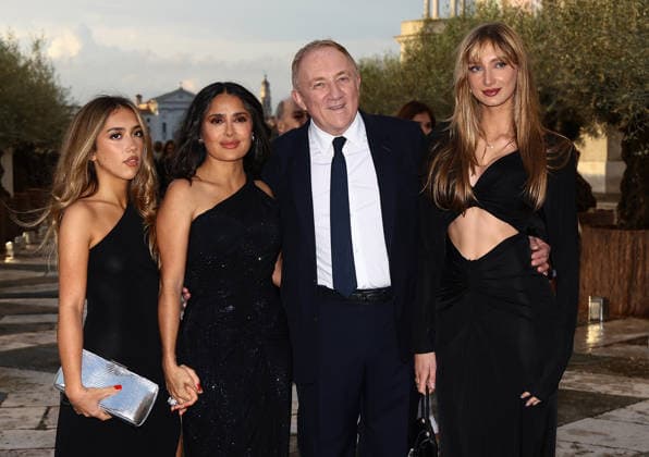 Gala dinner at the Pinault family s Giorgio Cini Foundation. Pictured: Salma Hayek, François-Henri Pinault, Mathilde Pinault (right), and Valentina Paloma Pinault (left).  Copyright: xMatteoxChinellatox xipa-agency.netx xipa-agency.netx xMatteoxChinellatox IPA_Agency_IPA74478001