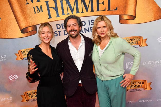 Lilly Krug, David Dietl and Veronica Ferres at the Ein Muechner im Himmel Der Tod ist nur der Anfang movie premiere on 6 05 2026 in Munich Ein Muenchner im Himmel movie premiere in Munich