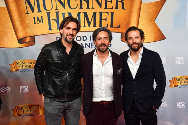Max Wiedemann, David Dietl and Quirin Berg at the Ein Muechner im Himmel Der Tod ist erst der Anfang movie premiere on 6 05 2026 in Munich Ein Muenchner im Himmel movie premiere in Munich