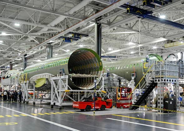 May 6, 2026, Mirabel, Pq, Canada: Airbus aircraft fuselage are shown at their Mirabel facility prior to an event announcing a landmark order by AirAsia for 150 Airbus A220 aircraft in Mirabel, Que., Wednesday, May 6, 2026. Mirabel Canada  - ZUMAc35_ 20260506_zaf_c35_182 Copyright: xGrahamxHughesx