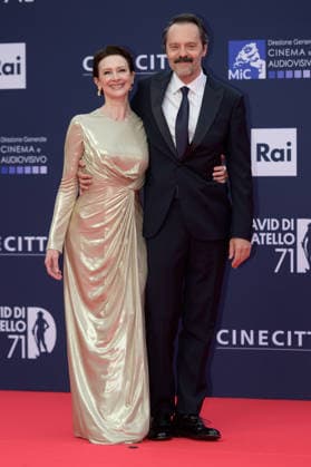Pia Lanciotti and Sergio Romano attend the red carpet of the 71st David Di Donatello italian cinema awards at Cinecitta in Rome (Italy) on May 6, 2026. andreaxstaccioli