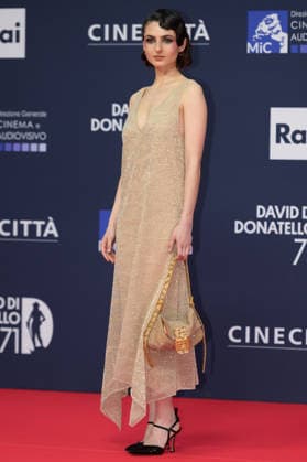Tecla Insolia attends the red carpet of the 71st David Di Donatello italian cinema awards at Cinecitta in Rome (Italy) on May 6, 2026. andreaxstaccioli