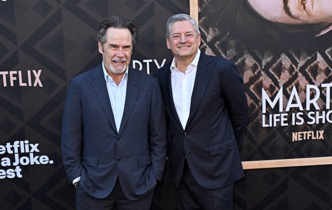 ˜Marty, Life is Short™ Premiere Dennis Miller and Ted Sarandos arriving to the premiere of Marty, Life is Short at the Egyptian Theatre on May 6, 2026 in Hollywood, CA. Hollywood Egyptian Theatre California USA Copyright: xStarbuck xAFF-USA.COMx