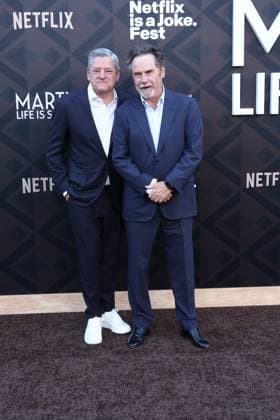 Marty, Life Is Short Premiere LOS ANGELES, CALIFORNIA - MAY 06:Ted Sarandos and Dennis Miller at the Los Angeles Premiere of Netflix s Marty, Life Is Short at The Egyptian Theatre Hollywood on May 06, 2026 in Los Angeles, California. Credit: AdMedia EDITORIAL USE ONLY  Copyright: xx AdMediax admphotostwo987261