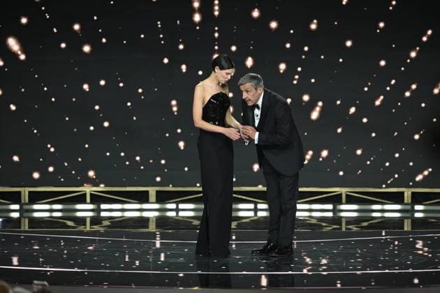 Rome, 71st David di Donatello Awards, Broadcast. Pictured: Bianca Balti and Flavio Insinna  Copyright: xMaurizioxD Avanzox xipa-agency.netx xDxAvanzo Provvisionato Landix IPA_Agency_IPA74481036