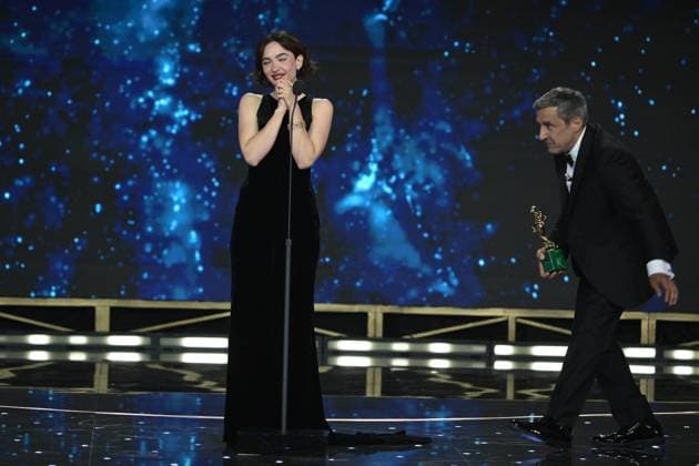 Rome, 71st David di Donatello Awards, Broadcast. Pictured: Bianca Balti and Flavio Insinna  Copyright: xMaurizioxD Avanzox xipa-agency.netx xDxAvanzo Provvisionato Landix IPA_Agency_IPA74481059