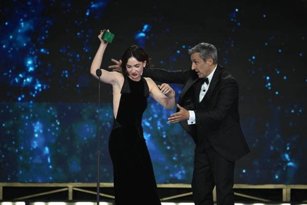 Rome, 71st David di Donatello Awards, Broadcast. Pictured: Matilda De Angelis, Flavio Insinna  Copyright: xMaurizioxD Avanzox xipa-agency.netx xDxAvanzo Provvisionato Landix IPA_Agency_IPA74481070