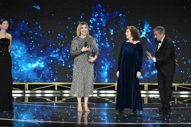 Rome, 71st edition of the David di Donatello Awards, Broadcast. In the photo: Bianca Balti, Stefania Sandrelli, Flavio Insinna, Vittorio Storaro,  Copyright: xMaurizioxD Avanzox xipa-agency.netx xDxAvanzo Provvisionato Landix IPA_Agency_IPA74481127