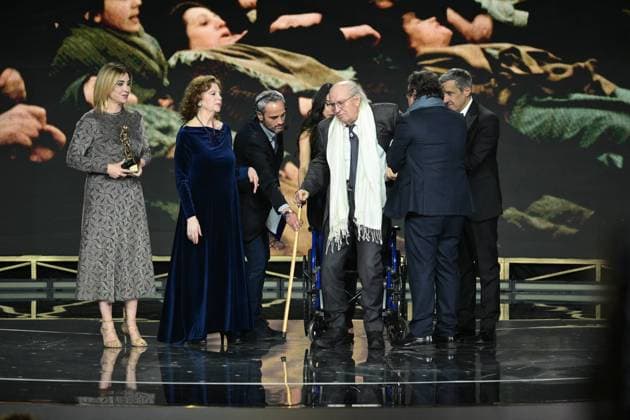 Rome, 71st edition of the David di Donatello Awards, Broadcast. In the photo: Bianca Balti, Stefania Sandrelli, Flavio Insinna, Vittorio Storaro,  Copyright: xMaurizioxD Avanzox xipa-agency.netx xDxAvanzo Provvisionato Landix IPA_Agency_IPA74481130