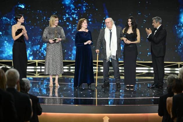 Rome, 71st edition of the David di Donatello Awards, Broadcast. In the photo: Bianca Balti, Stefania Sandrelli, Flavio Insinna, Vittorio Storaro,  Copyright: xMaurizioxD Avanzox xipa-agency.netx xDxAvanzo Provvisionato Landix IPA_Agency_IPA74481133