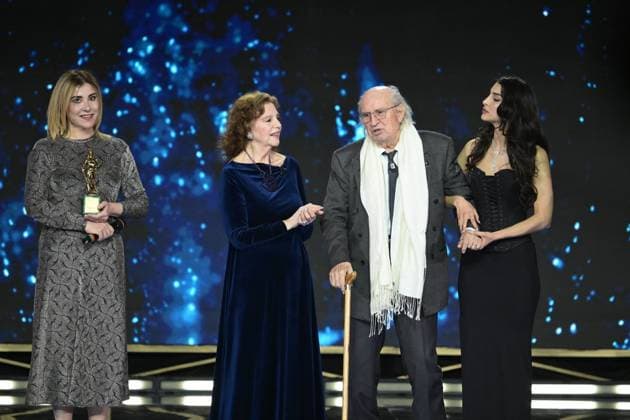 Rome, 71st edition of the David di Donatello Awards, Broadcast. In the photo: Bianca Balti, Stefania Sandrelli, Flavio Insinna, Vittorio Storaro,  Copyright: xMaurizioxD Avanzox xipa-agency.netx xDxAvanzo Provvisionato Landix IPA_Agency_IPA74481134