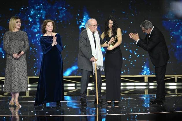 Rome, 71st edition of the David di Donatello Awards, Broadcast. In the photo: Bianca Balti, Stefania Sandrelli, Flavio Insinna, Vittorio Storaro,  Copyright: xMaurizioxD Avanzox xipa-agency.netx xDxAvanzo Provvisionato Landix IPA_Agency_IPA74481139
