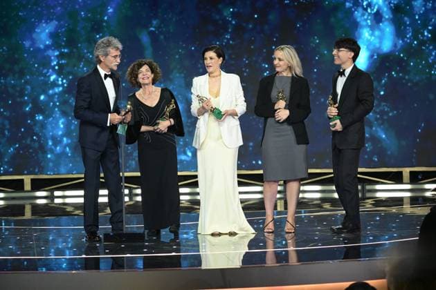 Rome, 71st edition of the David di Donatello Awards, Broadcast. In the photo: Doriana LEONDEFF - Silvio SOLDINI - Lucio RICCA - Cristina COMENCINI - Giulia CALENDA - Ilaria MACCHIA  Copyright: xMaurizioxD Avanzox xipa-agency.netx xDxAvanzo Provvisionato Landix IPA_Agency_IPA74481153