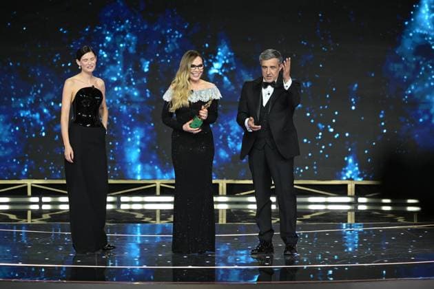 Rome, 71st David di Donatello Awards, Broadcast. Pictured: Bianca Balti, Flavio Insinna, Ornella Muti  Copyright: xMaurizioxD Avanzox xipa-agency.netx xDxAvanzo Provvisionato Landix IPA_Agency_IPA74481161