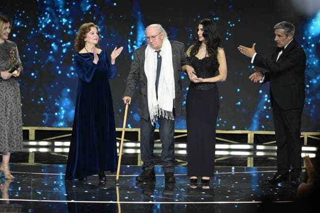 Rome, 71st edition of the David di Donatello Awards, Broadcast. In the photo: Bianca Balti, Stefania Sandrelli, Flavio Insinna, Vittorio Storaro,  Copyright: xMaurizioxD Avanzox xipa-agency.netx xDxAvanzo Provvisionato Landix IPA_Agency_IPA74481131