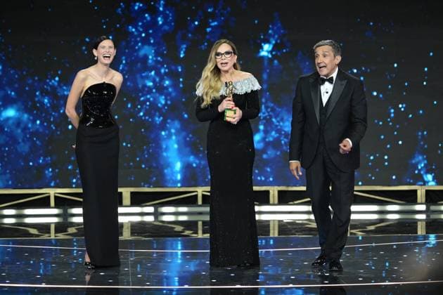 Rome, 71st David di Donatello Awards, Broadcast. Pictured: Bianca Balti, Flavio Insinna, Ornella Muti  Copyright: xMaurizioxD Avanzox xipa-agency.netx xDxAvanzo Provvisionato Landix IPA_Agency_IPA74481169