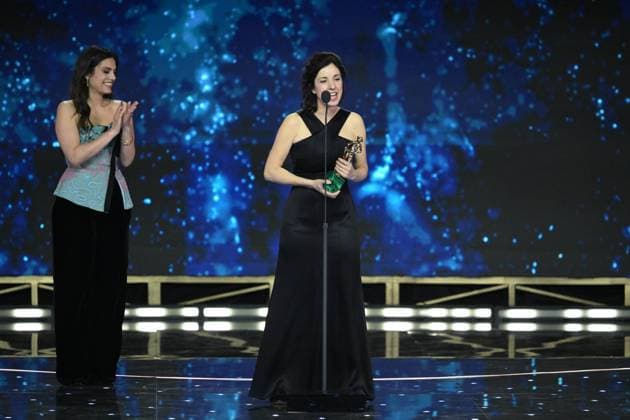 Rome, 71st David di Donatello Awards, Broadcast. Pictured: Flavio Insinna, Margherita Vicario, Margherita Spampinato  Copyright: xMaurizioxD Avanzox xipa-agency.netx xDxAvanzo Provvisionato Landix IPA_Agency_IPA74481255