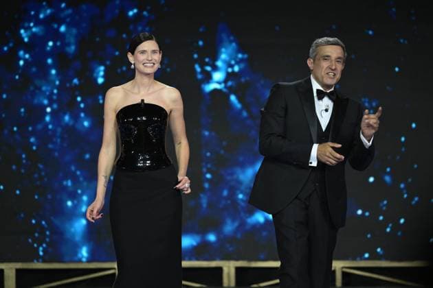 Rome, 71st David di Donatello Awards, Broadcast. Pictured: Bianca Balti, Flavio Insinna  Copyright: xMaurizioxD Avanzox xipa-agency.netx xDxAvanzo Provvisionato Landix IPA_Agency_IPA74481259