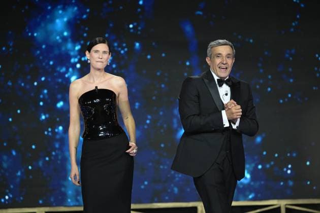 Rome, 71st David di Donatello Awards, Broadcast. Pictured: Bianca Balti, Flavio Insinna  Copyright: xMaurizioxD Avanzox xipa-agency.netx xDxAvanzo Provvisionato Landix IPA_Agency_IPA74481261