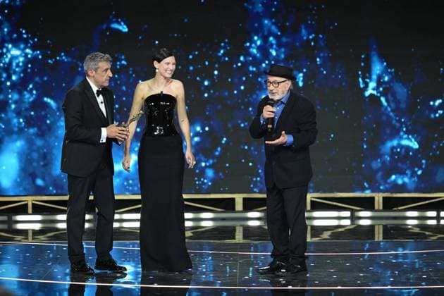 Rome, 71st David di Donatello Awards, Broadcast. Pictured: Bianca Balti, Flavio Insinna, Gianni Amelio  Copyright: xMaurizioxD Avanzox xipa-agency.netx xDxAvanzo Provvisionato Landix IPA_Agency_IPA74481279