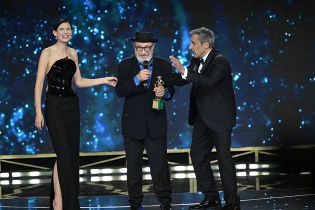 Rome, 71st David di Donatello Awards, Broadcast. Pictured: Bianca Balti, Flavio Insinna, Gianni Amelio  Copyright: xMaurizioxD Avanzox xipa-agency.netx xDxAvanzo Provvisionato Landix IPA_Agency_IPA74481283