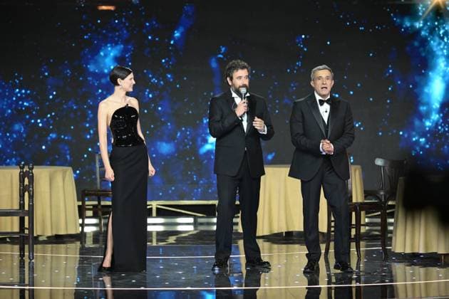 Rome, 71st David di Donatello Awards, Broadcast. Pictured: Bianca Balti, Flavio Insinna, Raoul Bova  Copyright: xMaurizioxD Avanzox xipa-agency.netx xDxAvanzo Provvisionato Landix IPA_Agency_IPA74481307