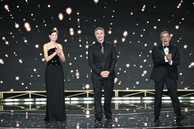 Rome, 71st David di Donatello Awards, Broadcast. Pictured: Bianca Balti, Flavio Insinna, Raoul Bova  Copyright: xMaurizioxD Avanzox xipa-agency.netx xDxAvanzo Provvisionato Landix IPA_Agency_IPA74481322