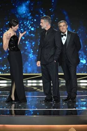 Rome, 71st David di Donatello Awards, Broadcast. Pictured: Bianca Balti, Flavio Insinna, Raoul Bova  Copyright: xMaurizioxD Avanzox xipa-agency.netx xDxAvanzo Provvisionato Landix IPA_Agency_IPA74481330