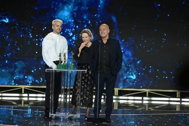 Rome, 71st David di Donatello Awards, Broadcast. Pictured: Andrea Paolo Massara, Ilaria de Laurentiis, and Raffaele Brunetti  Copyright: xMaurizioxD Avanzox xipa-agency.netx xDxAvanzo Provvisionato Landix IPA_Agency_IPA74481549